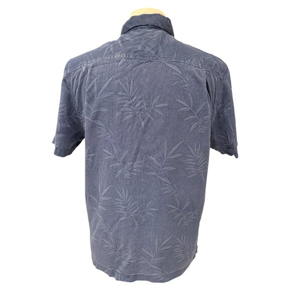 Tommy Bahama Mens Blue Textured Leaf Print Short Sleeve Button-Up Shirt - Picture 3 of 12